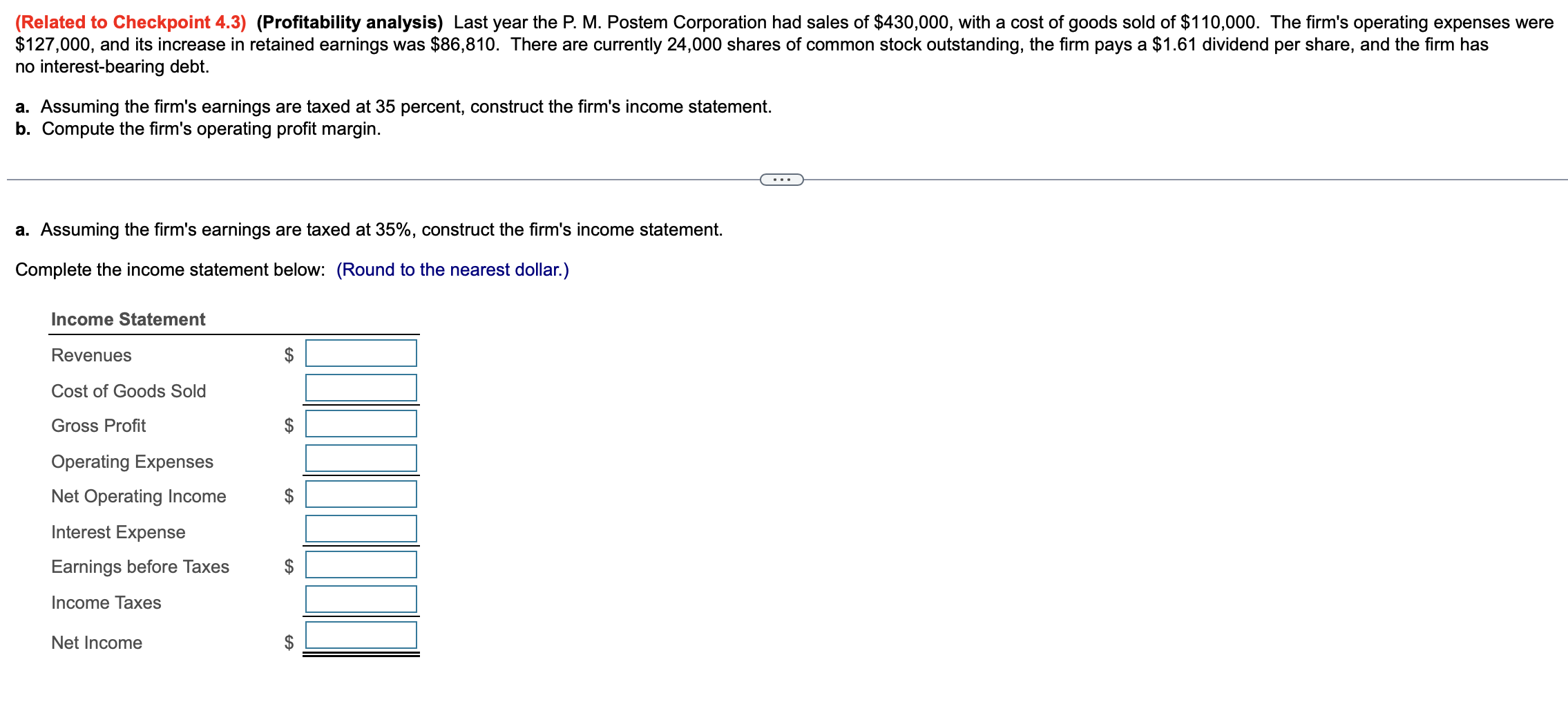outstanding. The price-earnings ratio for firms similar to Underwood Motors is 19.89