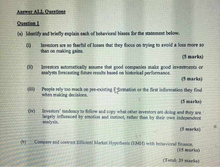  Answer ALL Questions Question 1 @) Identify and briefly explain each