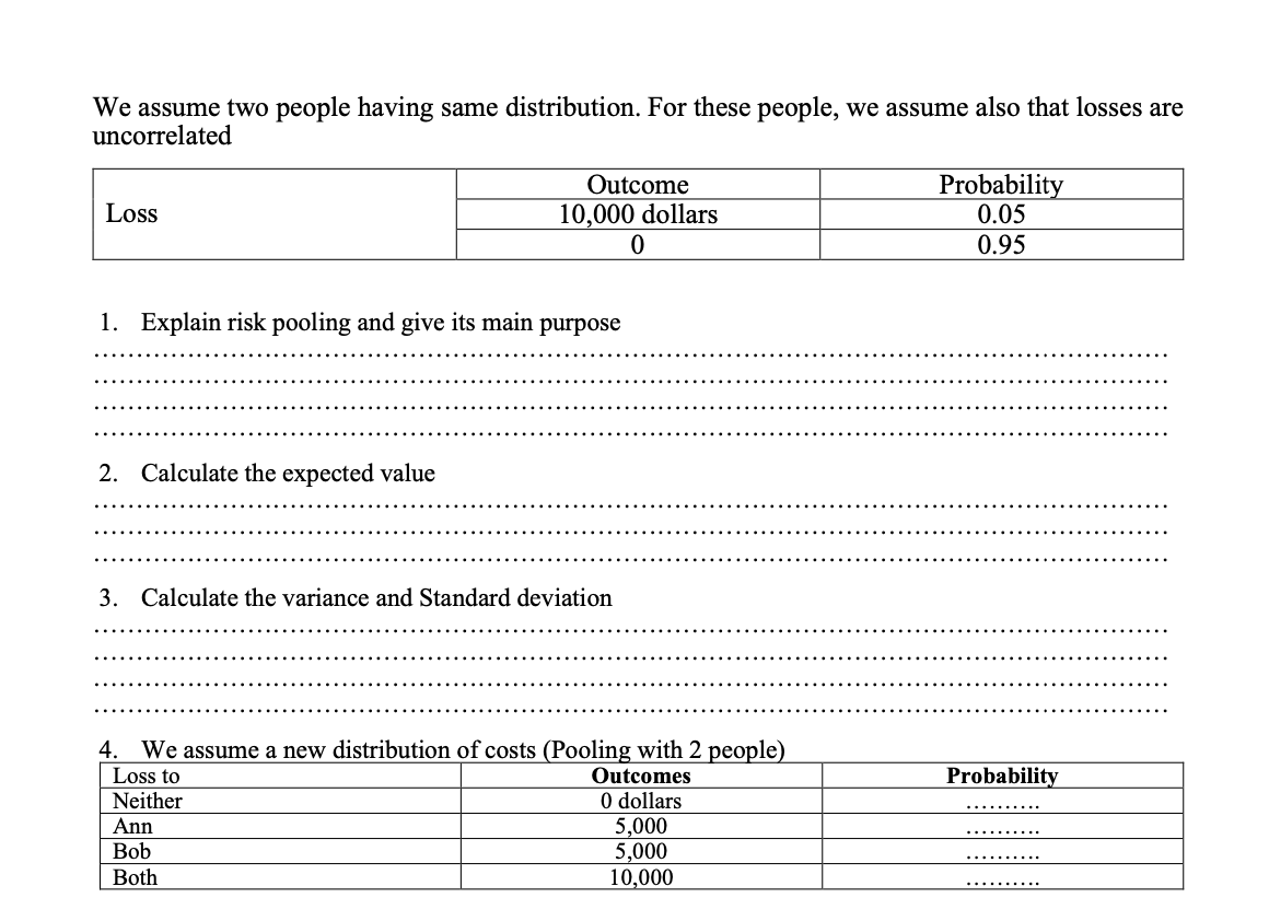 We assume 4 people having same distribution. The pooling arrangement between 4