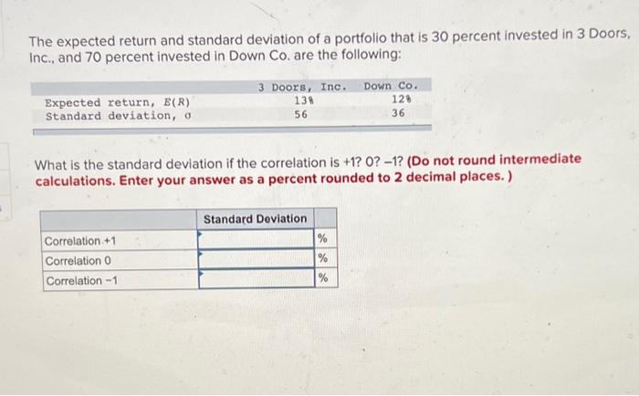 i need hwlp with this problem The expected return and standard deviation