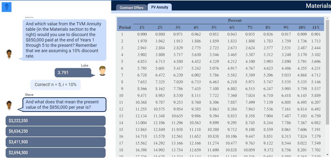  And which value from the TVM Annuity table (in the Materials