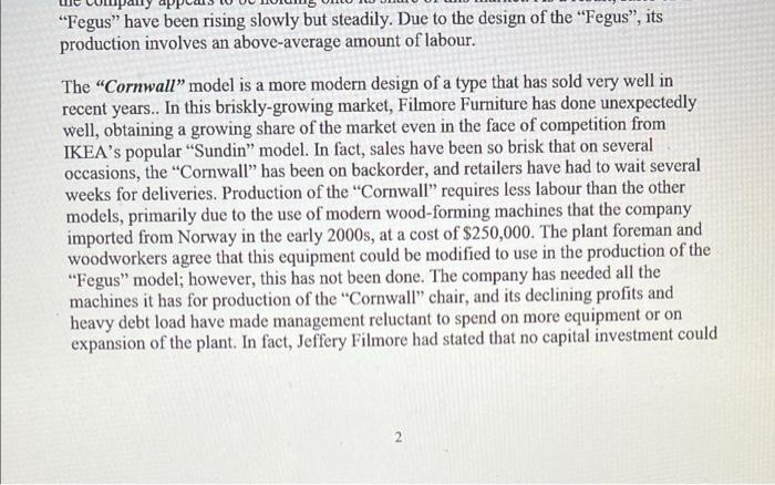 the performance of the company's chairs division, which is located near Peterborough,