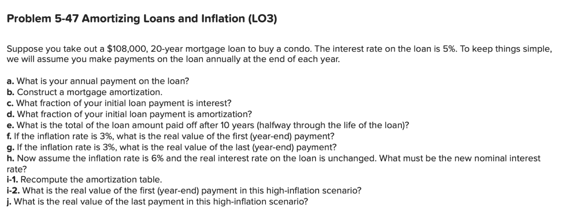 ANSWER ONLY i1 - RECONSTRUCT AMORTIZATION TABLE, PLEASE SHOW CALCULATIONS FOR ALL