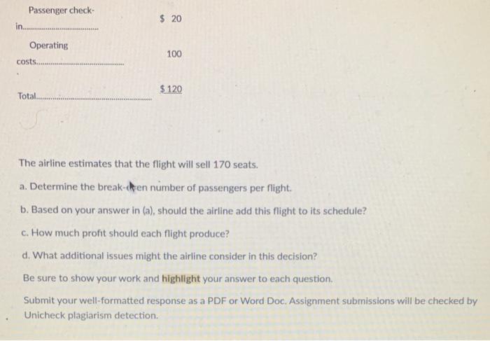 Obj. 6 Global Air is considering a new flight between Atlanta and