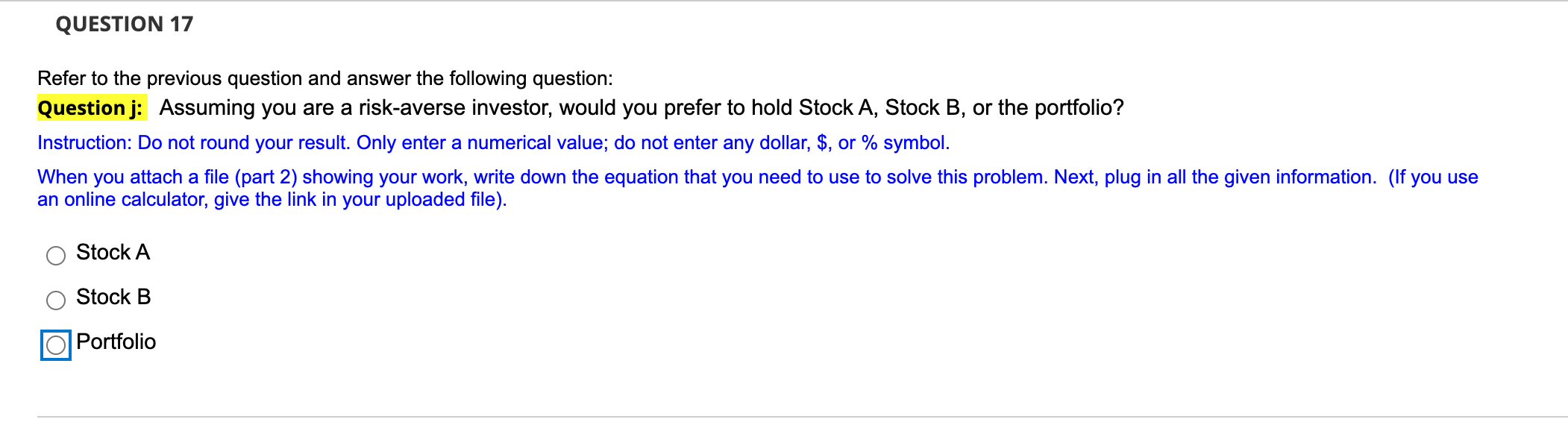 Stock A's Returns (%), PA Stock B's Returns (%), rB Portfolio (%)