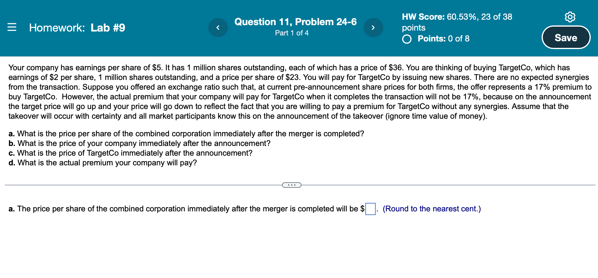 = Homework: Lab #9 Question 11, Problem 24-6 Part 1 of