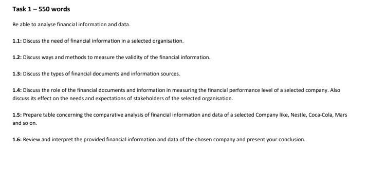  solution task 1? Task 1 - 550 words Be able to