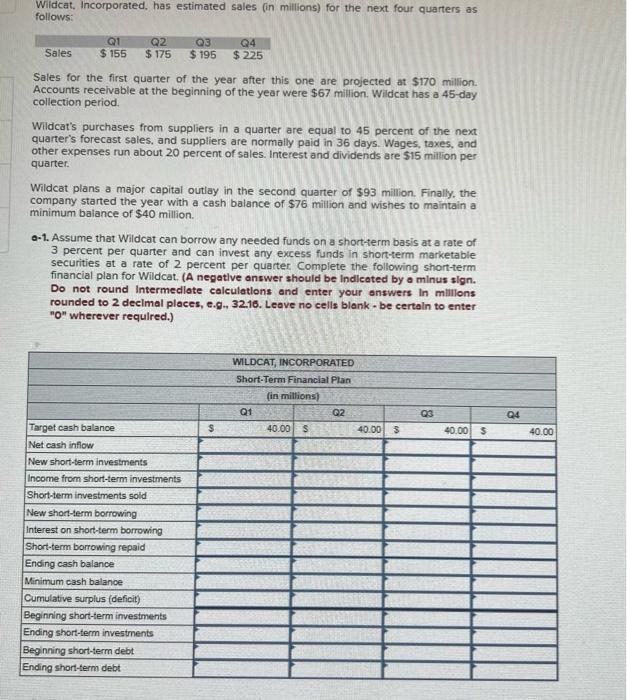 Please answer every part of the question and explain you answers. Wildcat,