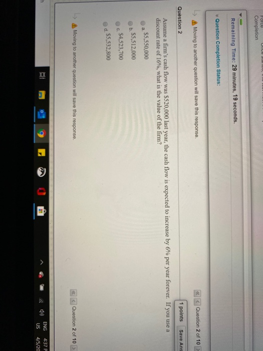  Force Completion Remaining Time: 29 minutes, 19 seconds. Question Completion Status: