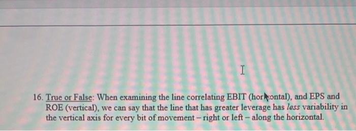  I 16. True or False: When examining the line correlating EBIT