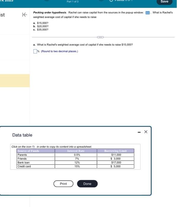 help on question 5 Pecking order hypothesis. Rachel can raise capital from