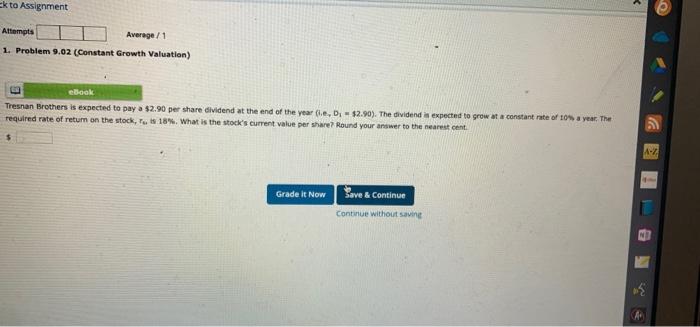  Ek to Assignment Attempts Average / 1 1. Problem 9.02 (Constant