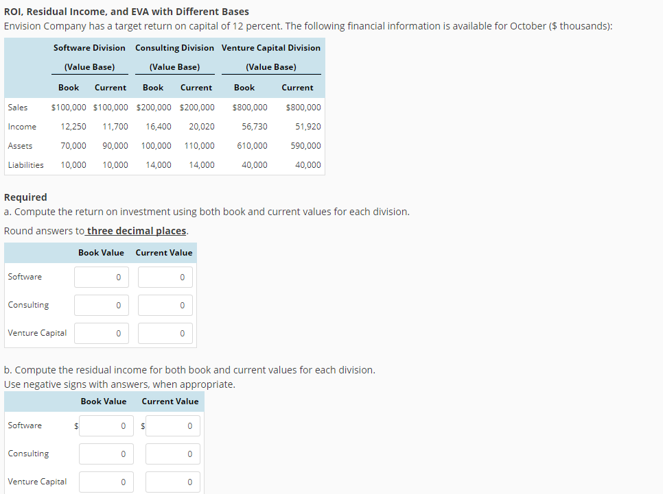  c. Compute the economic value added income for both book and