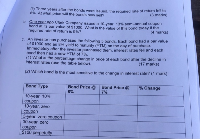 an issue of bonds with a 10-year maturity, a $1000 par value,