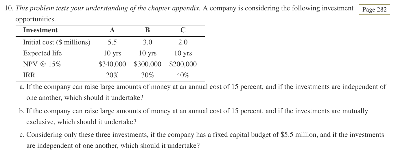 10. This problem tests your understanding of the chapter appendix. A