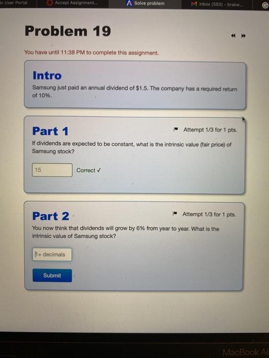  im User Portal Accepl Assignment A Solve problem M Inbox (583)