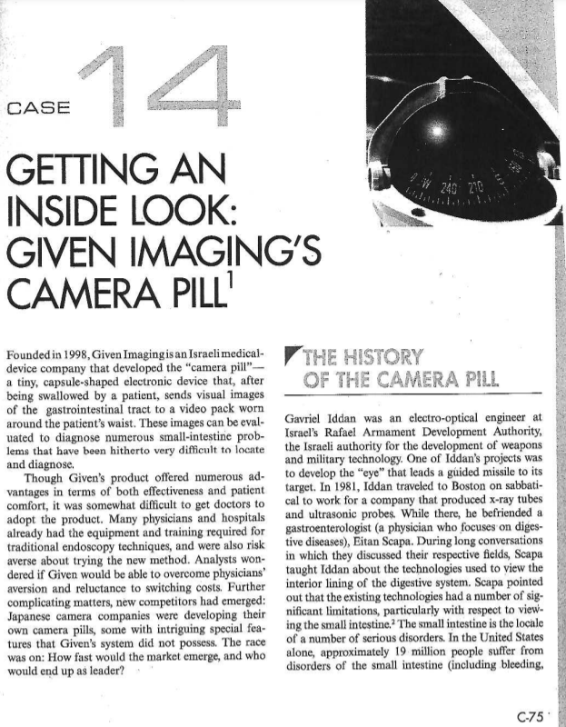 "Getting and Inside Look: Given Imaging Pills" Conduct a detailed SWOT anslysis