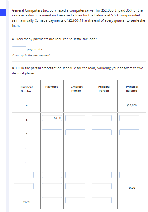  General Computers Inc. purchased a computer server for $52,000. It paid