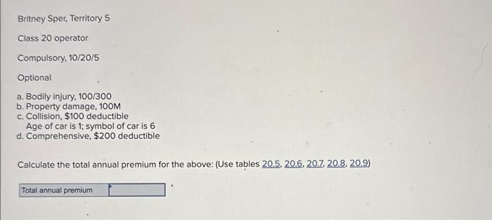  Brithey Sper, Territory 5 Class 20 operator Compulsory, 10/20/5 Optional a.