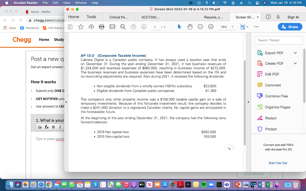  Acrobat Reader File Edit View Window Help Wed Jan 19 4:18
