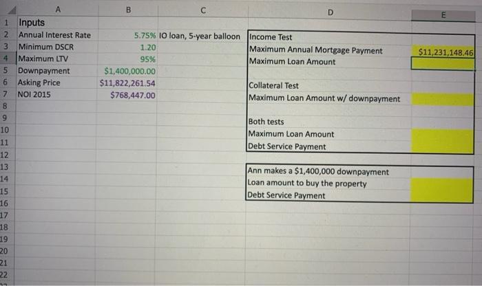 "Income Test", compute the biggest mortgage payment Ann can make given her