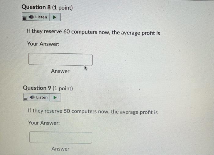 cost of $60 per computer per day, which must be reserved and