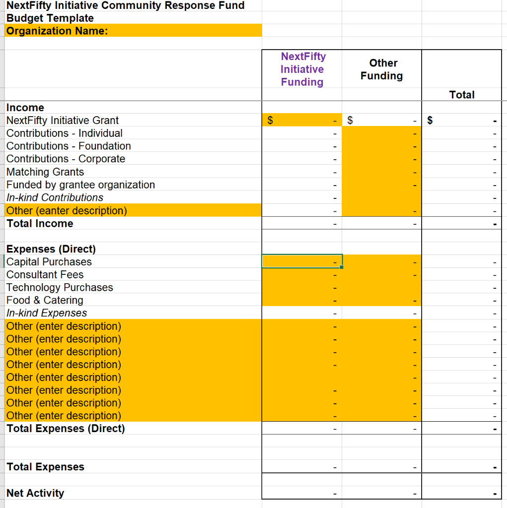 budget template, balance sheet For the project description: we will be serving