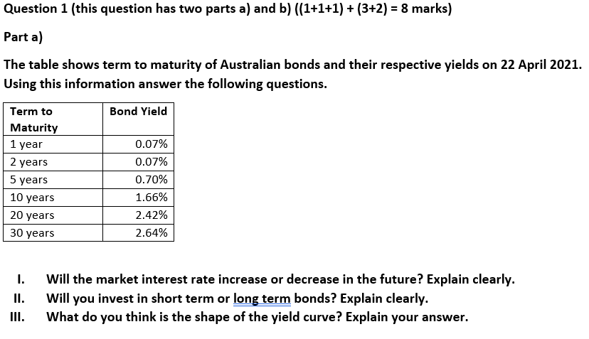  Question 1 (this question has two parts a) and b) ((1+1+1)