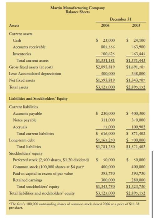 Company, has been charged with assessing the firms financial performance during 2006