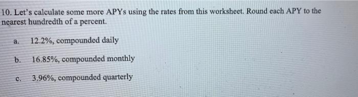  10. Let's calculate some more APYs using the rates from this