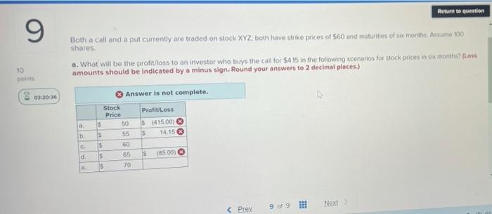  9 10 points 8 03:20:36) Return to question Both a call