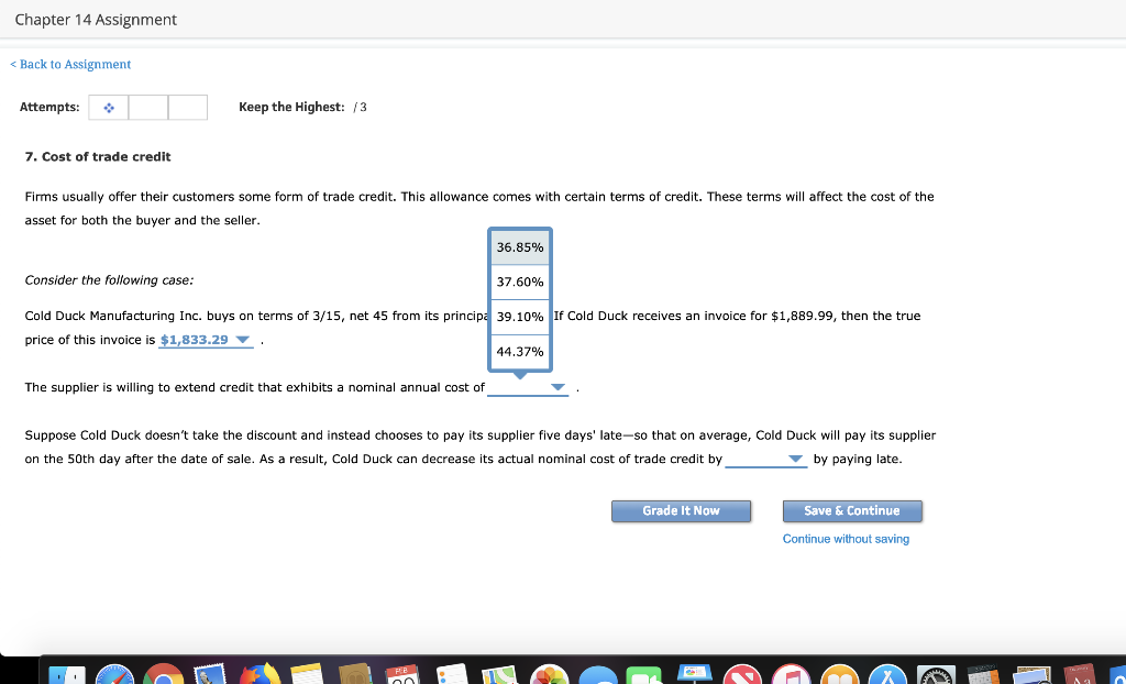 of trade credit. This allowance comes with certain terms of credit. These