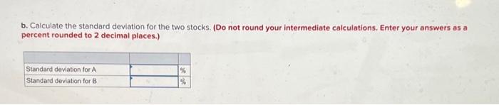 the expected return for the two stocks. (Do not round intermediate calculations.