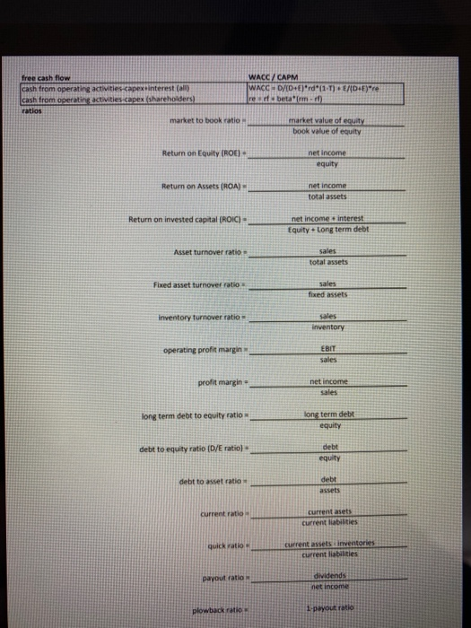 1. By using the financial statements provided, calculate ratios in questions 1