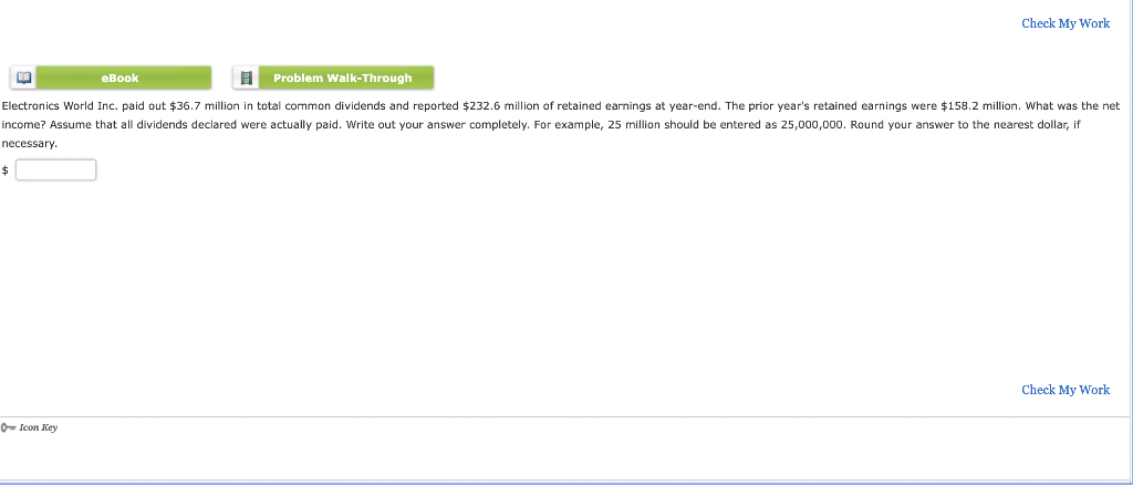 Check My Work EE eBook Problem Walk-Through Electronics World Inc. paid