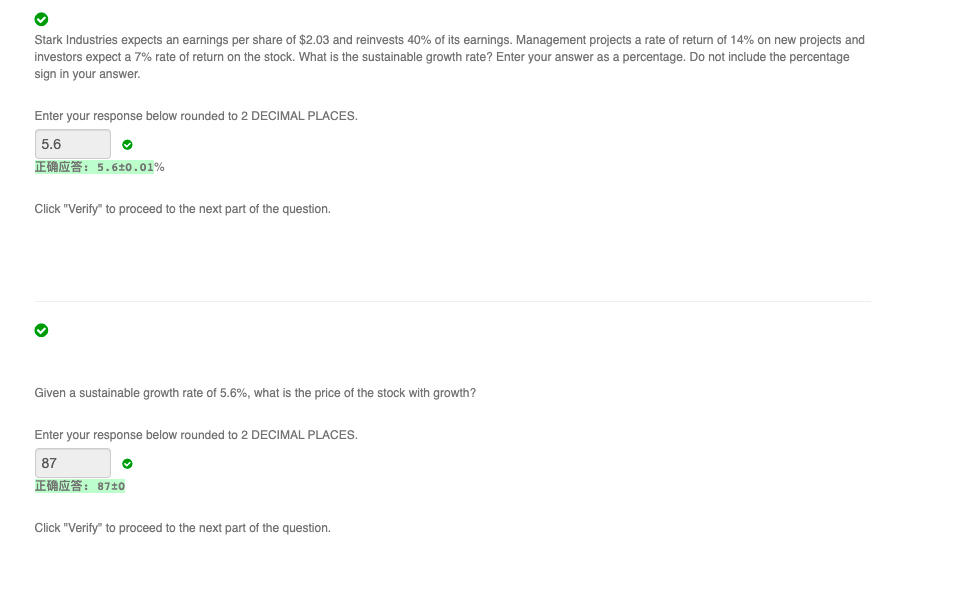 answer the last question for two problems 1 2 Stark Industries expects