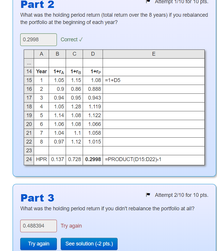 Stock A C Stock B 0.3 2 Weights 0.7 Year Stock A