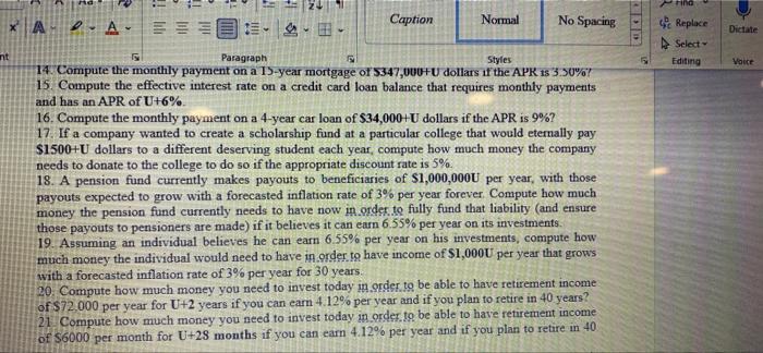 16 and 17 u=5 Normal XA Caption 2.A. E No Spacing .