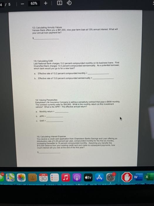  4 / 5 63% + 12) Calculating Annuity Values Vanzan Bank