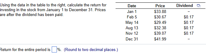 return for stock B is __ b. The standard deviation of the