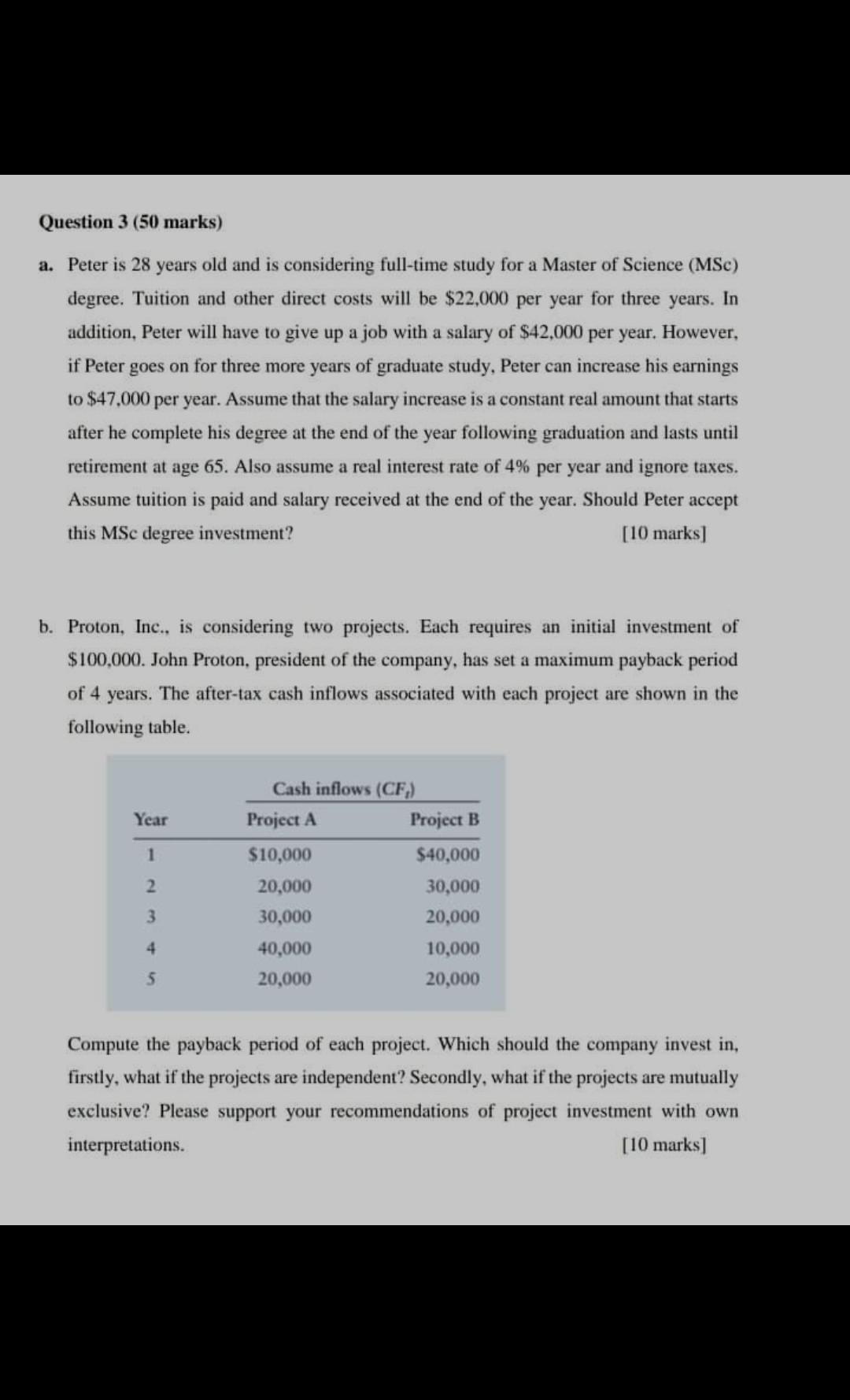  Question 3 (50 marks) a. Peter is 28 years old and