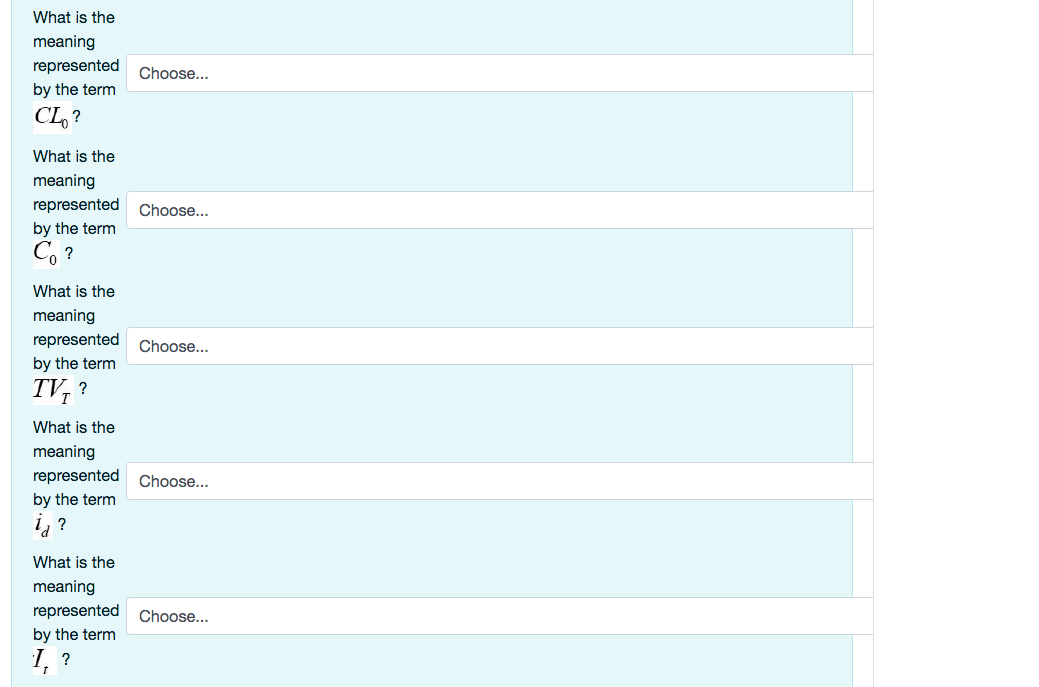 description. Note that there are more responses than terms to identify so