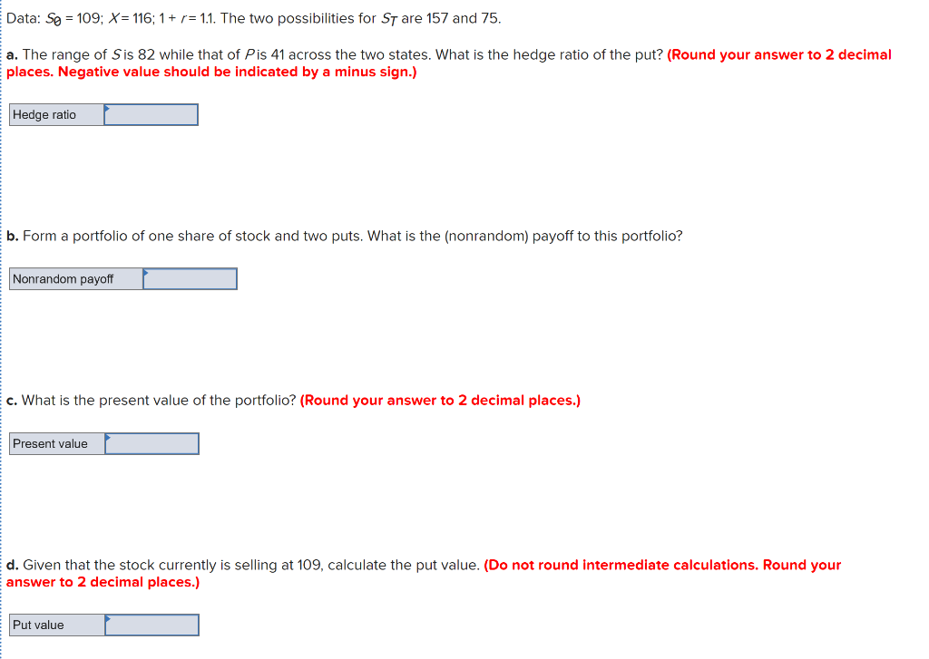  Data: Se = 109; X = 116; 1 + r= 1.1.
