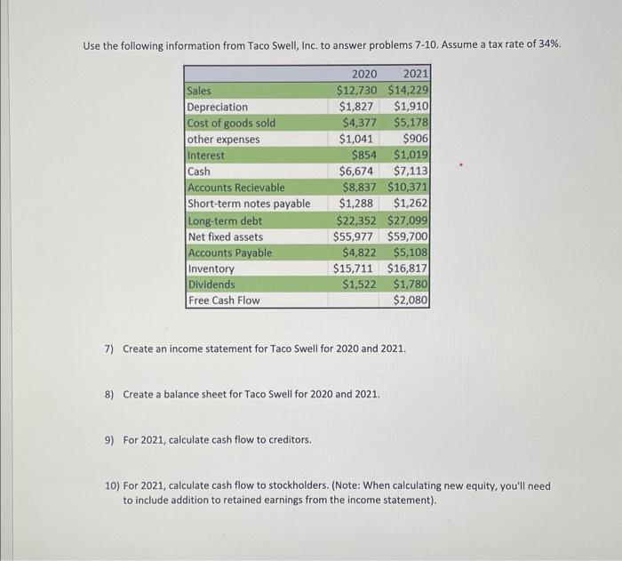need help with questions 7-10! need help creating both income and balance