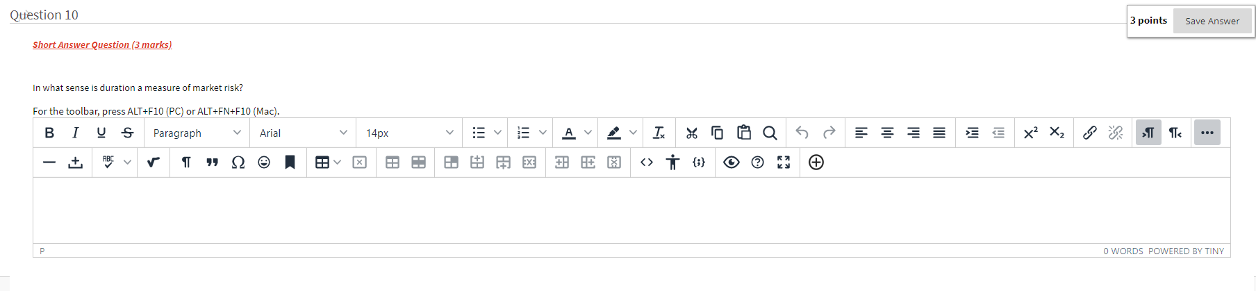 Question 10 3 points Save Answer Short Answer Question (3 marks)