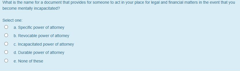 What is the name for a document that provides for someone