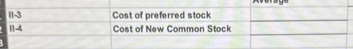 please answer question 3 and 4! \begin{tabular}{|l|l} \hline II-3 & Cost of