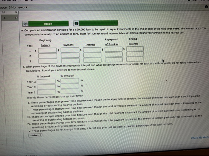  apter 5 Homework eBook a. Complete an amortization schedule for a