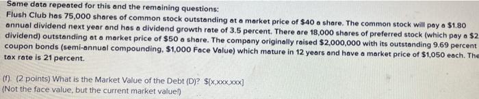  Same data repeated for this and the remaining questions: Flush Club