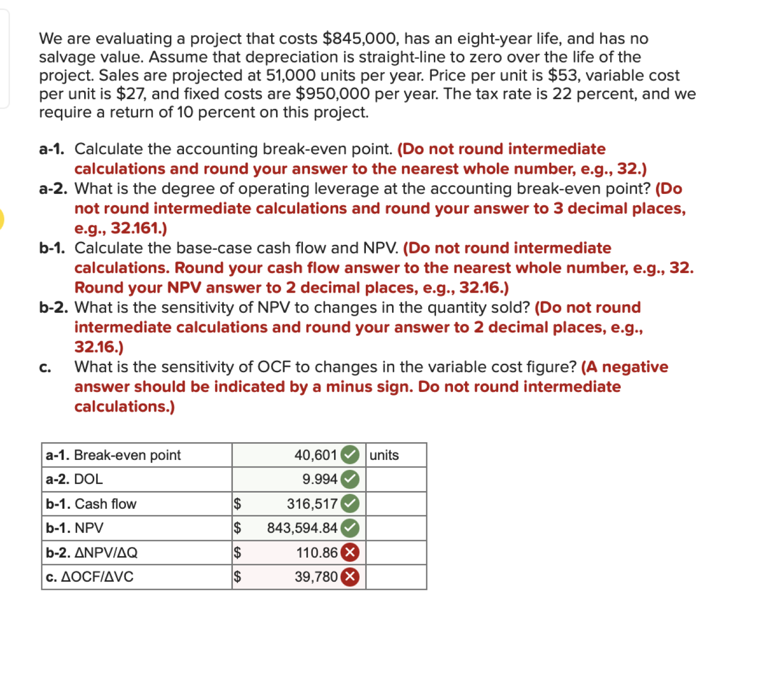 We are evaluating a project that costs $845,000, has an eight-year
